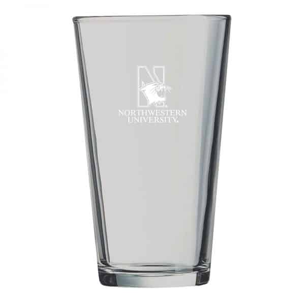 Northwestern University Wildcats 16 oz. Laser Engraved Pint Glass With N-Cat Design