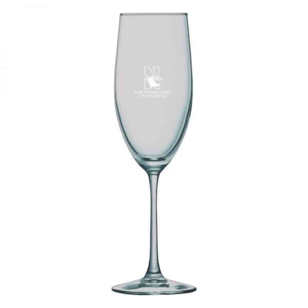 Northwestern University Wildcats 8 oz. Laser Engraved Silhouette Champagne Flute With N-Cat Design