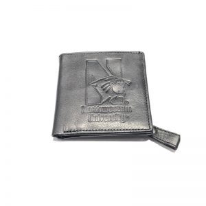 Northwestern University Wildcats Black Genuine Leather Square Snap Wallet