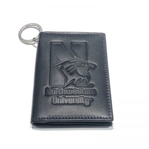 Northwestern University Wildcats Black Genuine Leather I.D. Holder Keychain