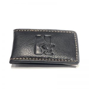 Northwestern University Wildcats Black Genuine Leather Contrast Stitch Magnetic Money Clip
