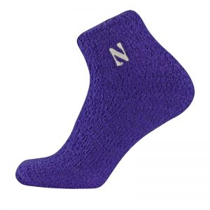 Northwestern University Wildcats Adult Purple Cozy Low Crew Socks With Stylized N Design