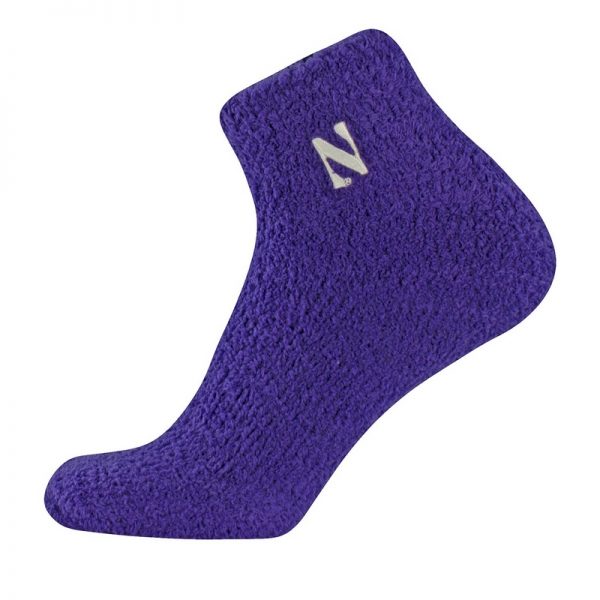 Northwestern University Wildcats Adult Purple Cozy Low Crew Socks With Stylized N Design