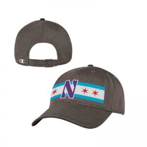 Northwestern University Wildcats Champion Unconstructed Adjustable Dark Grey Hat with Chicago Flag & Stylized N Design