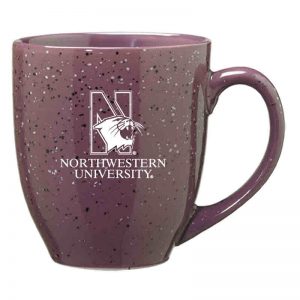 Northwestern University Wildcats 16 oz. Laser Engraved Purple Bistro Speckled Ceramic Mug With N-Cat Design
