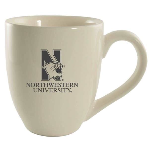Northwestern University Wildcats 16 oz. Laser Engraved Cream Bistro Ceramic Mug With N-Cat Design