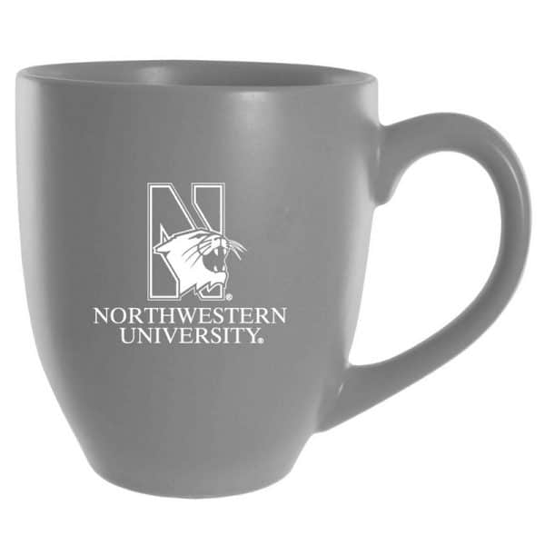 Northwestern University Wildcats 16 oz. Laser Engraved Grey Bistro Ceramic Mug With N-Cat Design