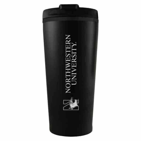 Northwestern University Wildcats 16 oz Laser Engraved Black Insulated Travel Tumbler