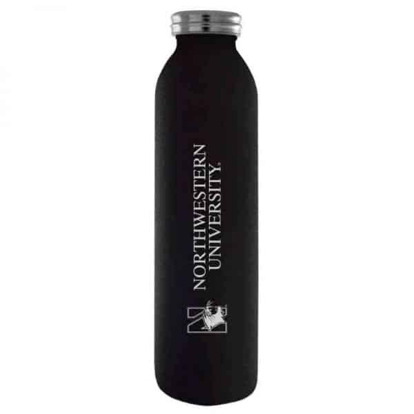 Northwestern University Wildcats 20 oz. Laser Engraved Black Starry Sky Vacuum Insulated Water Bottle With N-Cat Design