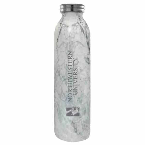 Northwestern University Wildcats 20 oz. Laser Engraved Marble Vacuum Insulated Water Bottle With N-Cat Design