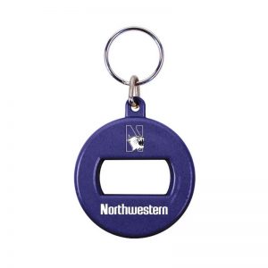 Northwestern University Wildcats Purple Round Opener Key Chain with N-Cat Design