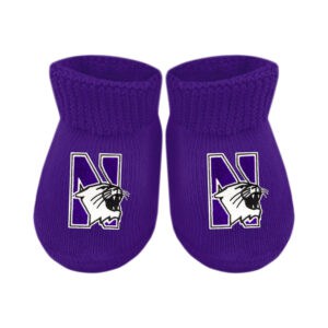 Northwestern University Wildcats Purple Newborn Booties With N-Cat Design-2