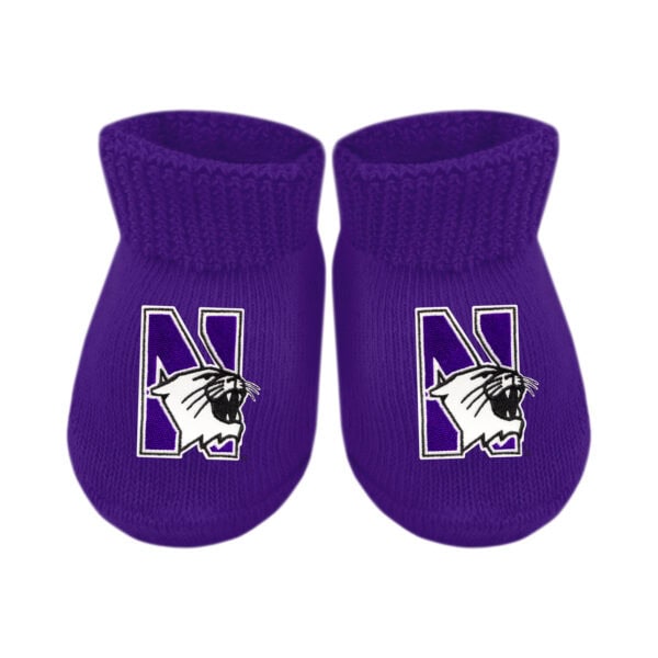 Northwestern University Wildcats Purple Newborn Booties With N-Cat Design-2