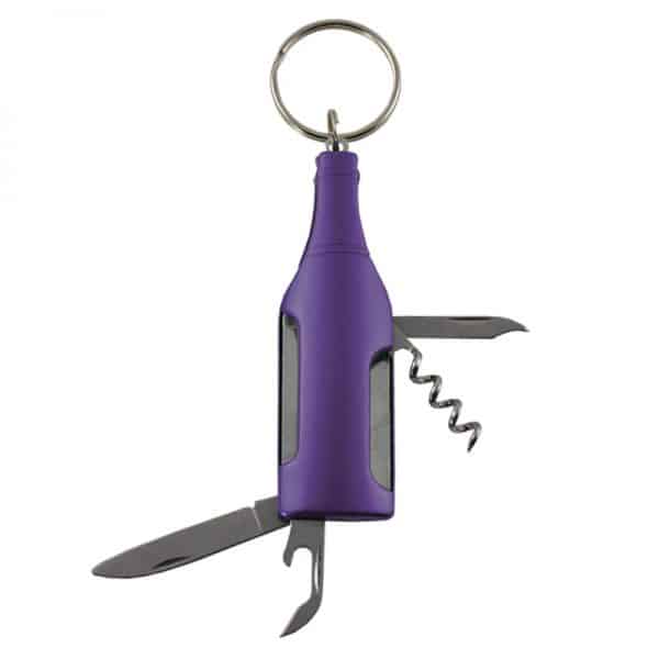 Northwestern University Wildcats Purple Laser Engraved Bottle Shaped Multi-Tool Wine/Bottle Opener Keychain - Image 3