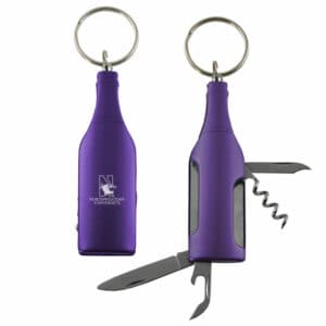 Northwestern University Wildcats Purple Laser Engraved Bottle Shaped Multi-Tool Wine/Bottle Opener Keychain-2