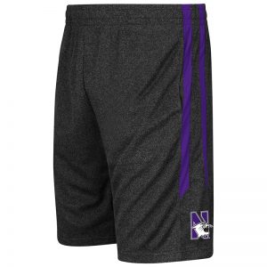 Northwestern University Wildcats Colosseum men's Heather Black Sidler Short with N-Cat Design