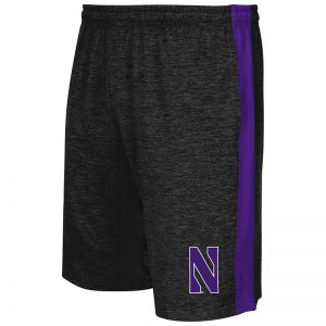 Northwestern University Wildcats Men's Colosseum Black / Purple Festivus Short with Stylized N Design