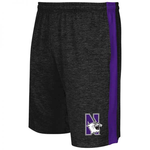 Northwestern University Wildcats Men's Colosseum Black / Purple Festivus Short with N-Cat Design