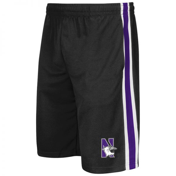 Northwestern University Wildcats Men's Colosseum Black The Stop Short with N-Cat Design