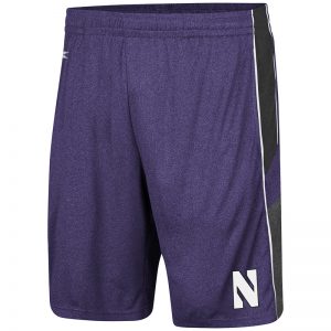 Northwestern University Wildcats Men's Colosseum Heather Purple/Heather Black/Heather Charcoal Triple - A- Short with Stylized N Design
