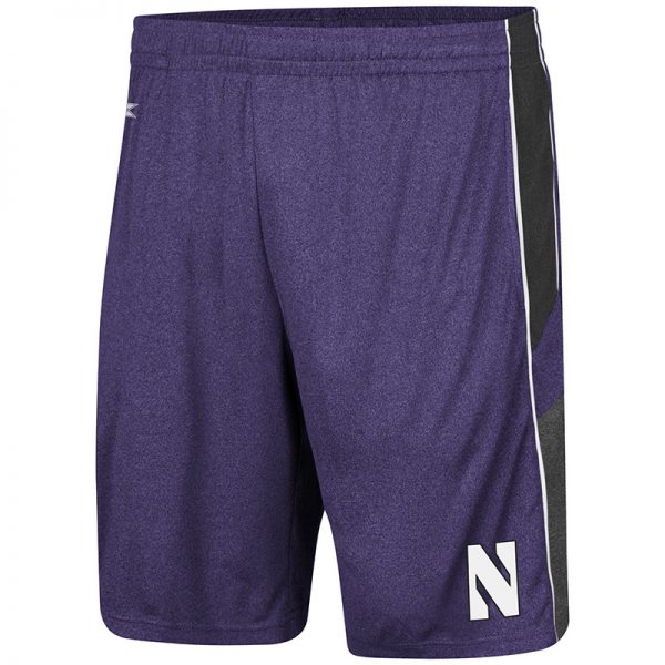 Northwestern University Wildcats Men's Colosseum Heather Purple/Heather Black/Heather Charcoal Triple - A- Short with Stylized N Design