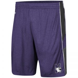 Northwestern University Wildcats Men's Colosseum Heather Purple/Heather Black/Heather Charcoal Triple - A- Short with N-Cat Design
