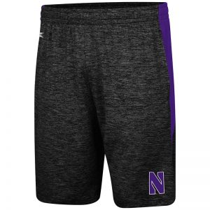 Northwestern University Wildcats Colosseum Black /Purple Fundamentals Short with Stylized N Design
