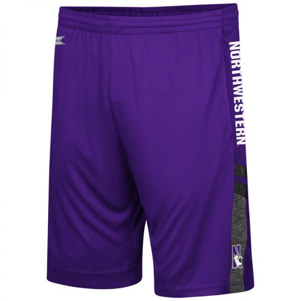 Northwestern University Wildcats Men's Colosseum Purple/Heather Charcoal/Black Perfect Season Shorts with N-Cat Design