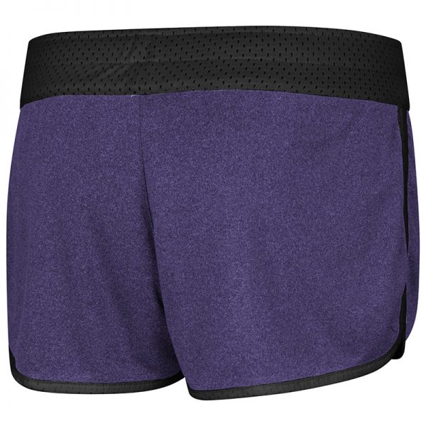 Northwestern University Wildcats Colosseum Ladies Heather Purple / Black Mesh Racine Belles Reversible Short with Stylized N Design-Back