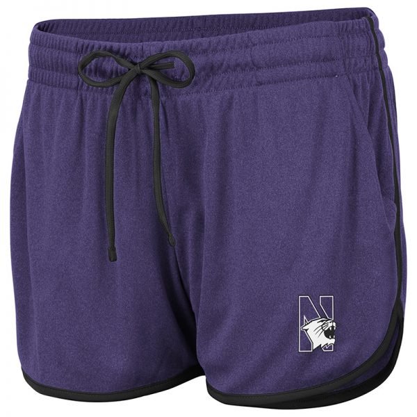 Northwestern University Wildcats Colosseum Ladies Purple/Black Womens Toulon Short with N-Cat Design