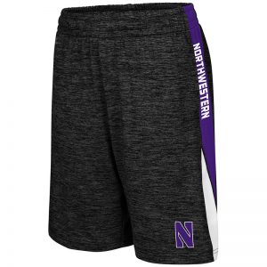 Northwestern University Wildcats Colosseum Black / Purple / White Youth The Jet Short with Stylized N Design