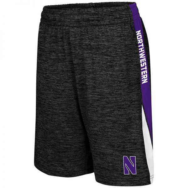 Northwestern University Wildcats Colosseum Black / Purple / White Youth The Jet Short with Stylized N Design