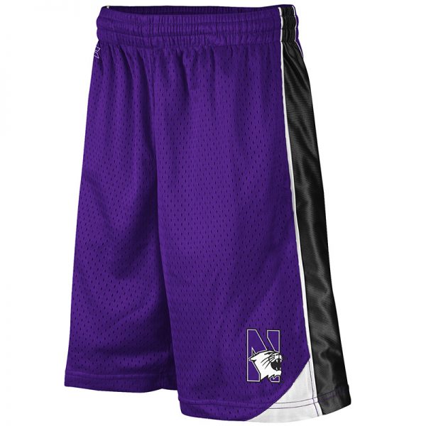 Northwestern University Wildcats Colosseum Purple/Black/White Youth Vector Short with N-Cat Design