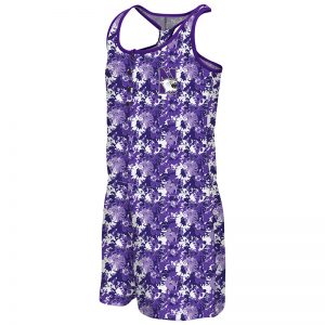 Northwestern University Wildcats Colosseum Purple Flower Pattern Youth Girls Monica Henley Romper with N-Cat Design
