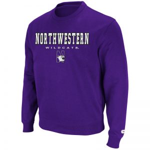 Northwestern University Wildcats Colosseum Purple Men's Automatic Crewneck Sweatshirt with Northwestern N-Cat Design