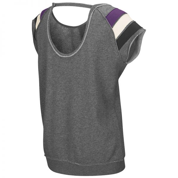 Northwestern University Wildcats Colosseum Heather Grey Ladies Works Everytime Pullover with Northwestern Design-Back