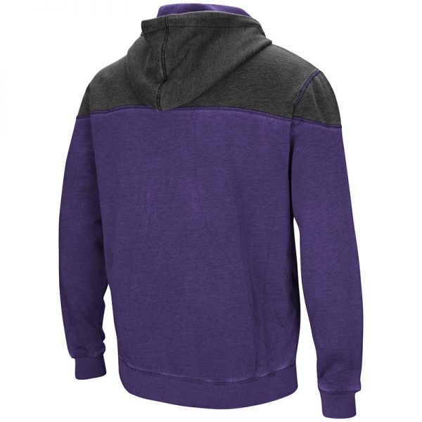 Northwestern University Wildcats Colosseum Purple/Charcoal Men's Boucher Full Zip Hooded Sweatshirt with Stylized N Design-Back