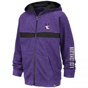 Northwestern University Wildcats Colosseum Purple/Black Youth Winnipeg Full Zip Hooded Sweatshirt with N-Cat Design