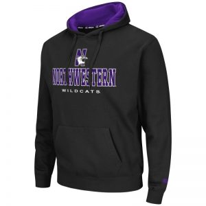 Northwestern University Wildcats Colosseum Black Men's Zone II P/O Hooded Sweatshirt with N-Cat Design