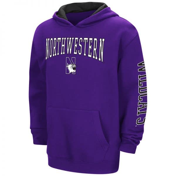 Northwestern University Wildcats Colosseum Purple/ Black Youth Zone Pullover Hoodie with N-Cat Design