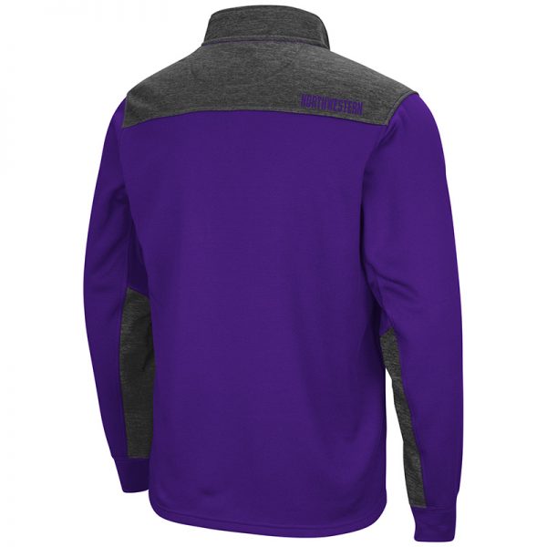 Northwestern University Wildcats Colosseum Men's Purple / Heather Charcoal 1/4 Zip Fleece -Back