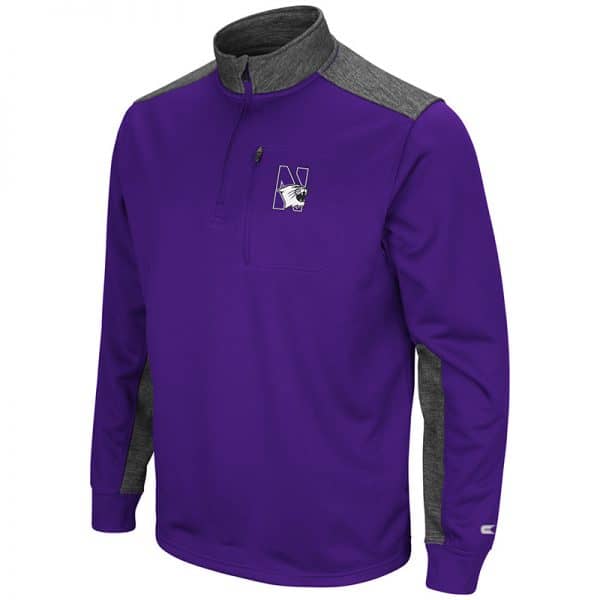 Northwestern University Wildcats Colosseum Men's Purple / Heather Charcoal 1/4 Zip Fleece