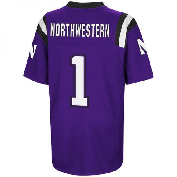 Northwestern University Wildcats Colosseum Youth Purple Foos-Ball Football Jersey with Stylized N Design-Back