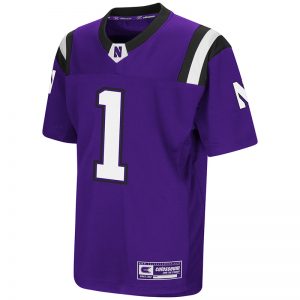 Northwestern University Wildcats Colosseum Youth Purple Foos-Ball Football Jersey with Stylized N Design