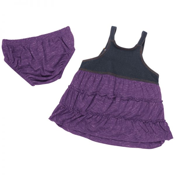 Northwestern University Wildcats Colosseum Infants Black Denim/Purple Dress Setwith N-Cat Design *Back