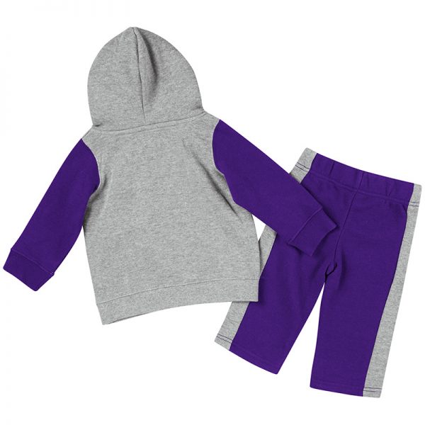 Northwestern University Wildcats Colosseum Infant Boys Heather Grey/Purple We Got Us Fleece Set with N-Cat Design-Back