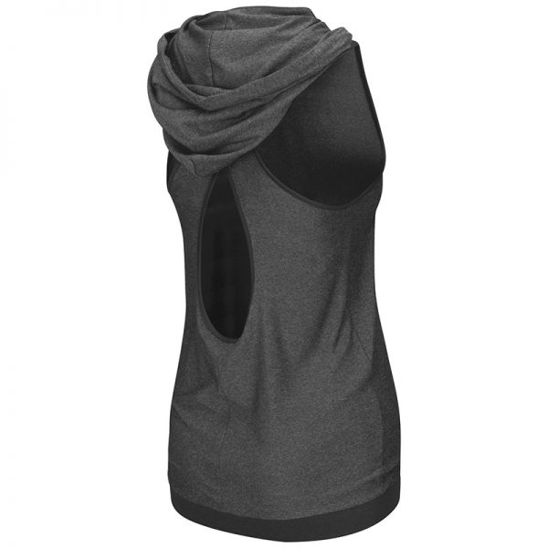 Northwestern University Wildcats Colosseum Ladies Heather Charcoal Unagi Cross Back Hoodie with N-Cat Designwith Stylized N Design-Back