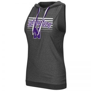 Northwestern University Wildcats Colosseum Ladies Heather Charcoal Unagi Cross Back Hoodie with N-Cat Designwith Stylized N Design
