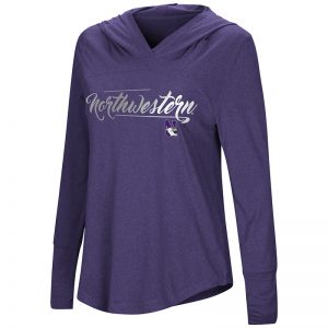 Northwestern University Wildcats Colosseum Ladies Heather Purple I Stick L/S Hoodie with Stylized N Design