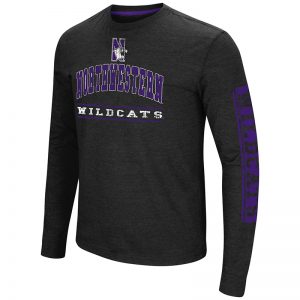 Northwestern University Wildcats Colosseum Men's Purple Sky Box L/S T-Shirt with N-Cat Design